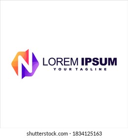 letter n gradient logo design