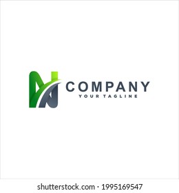 diseño de logotipo de letra n gradiente