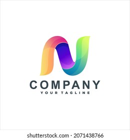 letter n gradient logo design