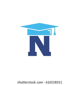 letter N with graduation cap logo