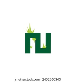 letter N grass geometric symbol simple logo vector