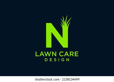 Letra N con ilustración de icono vectorial de la plantilla de logotipo de gramíneas