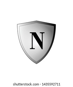 letter n with a gray background