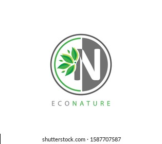 Letter N Green Leaf , Eco Nature N Logo Icon.