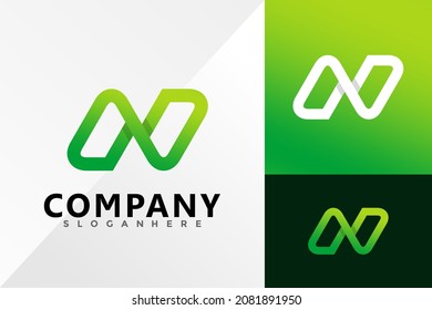 Letter N Green Logo Design Vector illustration template