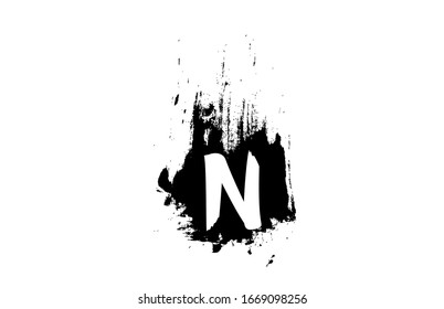 letter N grunge alphabet letter logo with brush stroke icon design for business and company. Suitable for vintage logotype