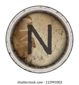 Letter N grunge typewriter key