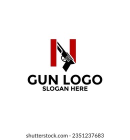 Letter N and Gun logo icon design, Gun Logo vector template