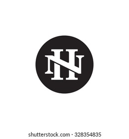 letter N and H monogram circle logo