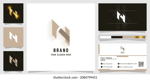 Letter N or H monogram logo with business card design