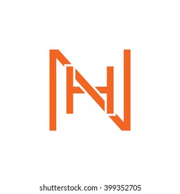 letter N and H monogram square shape logo orange