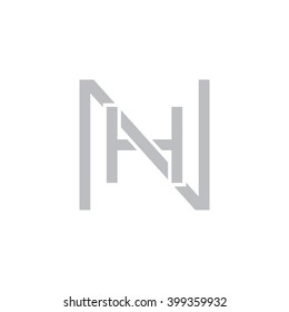 letter N and H monogram square shape logo gray