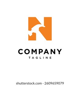 Letter N Hammer Contruction Logo Icon Vector