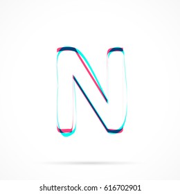 Letter N hand drawn with blue and pink highlighters, isolated on a blank background.
Vector illustration, easy to edit, manipulate, resize or colorize.