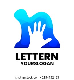 letter n hand gradient logo design