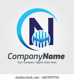 Letter N Hand Shake Logo Template, Hand Shake Vector Illustration, Deal Job Logo