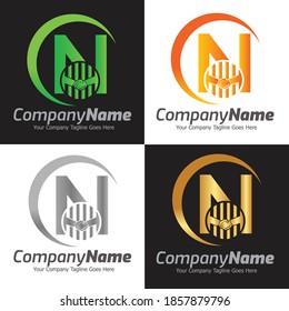 Plantilla De Logotipo De Sacudido De Mano N, Ilustración Del Vector De Sacudido De Mano, Logotipo De Trabajo De Oferta
