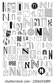 letter N handmade vector typography