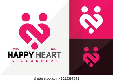 Letter N Happy Heart Logo Icon Vector Design. Creative simple logos designs illustration