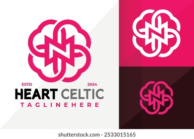 Letter N Heart Celtic Logo Icon Vector Design. Creative simple logos designs illustration