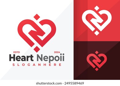 Letter N Heart Logo design vector symbol icon illustration