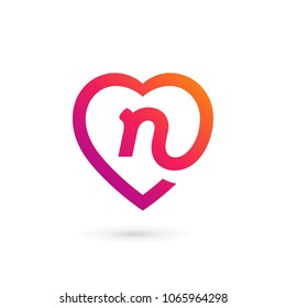 Letter N heart logo icon design template elements