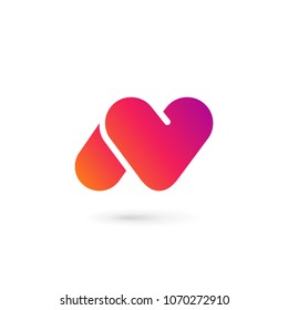 Letter N heart logo icon design template elements