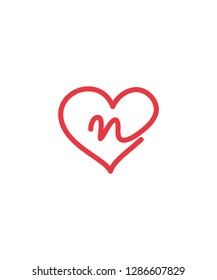 Letter N And Heart Logo Icon 002