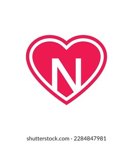 Logo de la letra N del corazón, icono inicial del logo N del amor