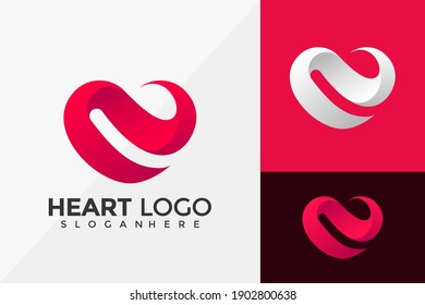 Letter N Heart love Logo Design, Brand Identity Logos Designs Vector Illustration Template