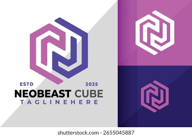 Letter N Hexagon Cube Logo Icon Vector Design Illustration