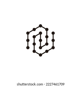 Letter N hexagon, molecules, pointer geometric symbol simple logo vector