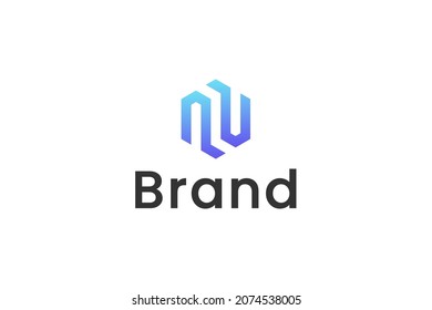Letter N with hexagon Monogram Modern Logo Template Vector.
letter N blue gradient color logo.
