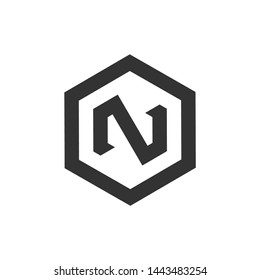 letter n hexagonal geometric logo vector