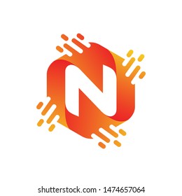 Letter N in Hexagonal Shape Logo Design