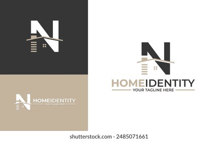 Letter N Home Identity Logo Template.