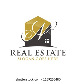Letter N home initial logo design vector illustration