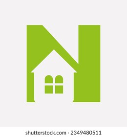 Letter N Home Logo Concept With House Icon For Real Estate Symbol