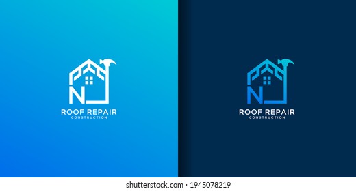 Letter n home roof repair logo
