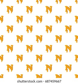 Letter N from honey pattern seamless repeat in cartoon style vector illustration