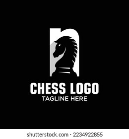 Letter N Horse Chess Logo Design Template Inspiration, Vector Illustration.