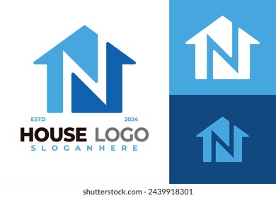 Letter N House Building Logo design vector symbol icon illustration