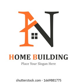 Letter n with house vector logo template. Suitable for business, web design and property
