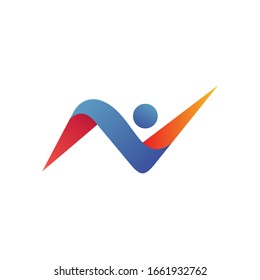 Letter N with human shape logo design