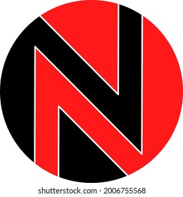 letter n icon in circle with red black color.n initial letter logo