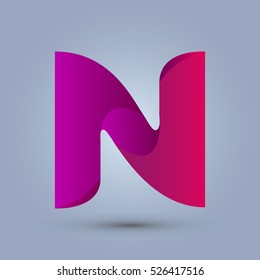 Letter N icon design and elegant typographic concept icon. gradient purple and red color