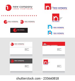 Letter N icon design elements with business card template, part 1