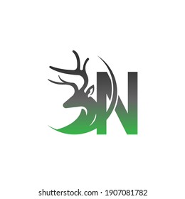 Letter N icon logo with deer illustration design vector