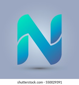 Letter N icon and logo template. New design and elegant typographic concept. blue