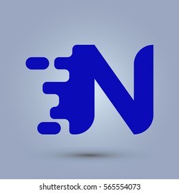 Letter N icon and logo template.  New Flat design and elegant typographic concept. spread the font. Blue
